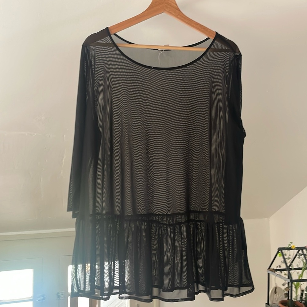 UO black mesh peplum top